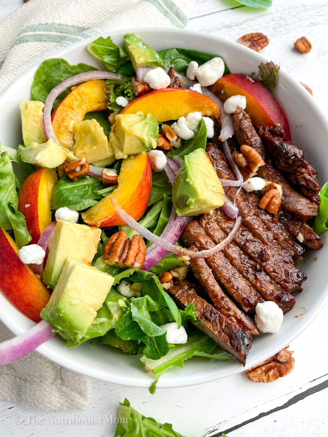 Avocado Peach Steak Salad