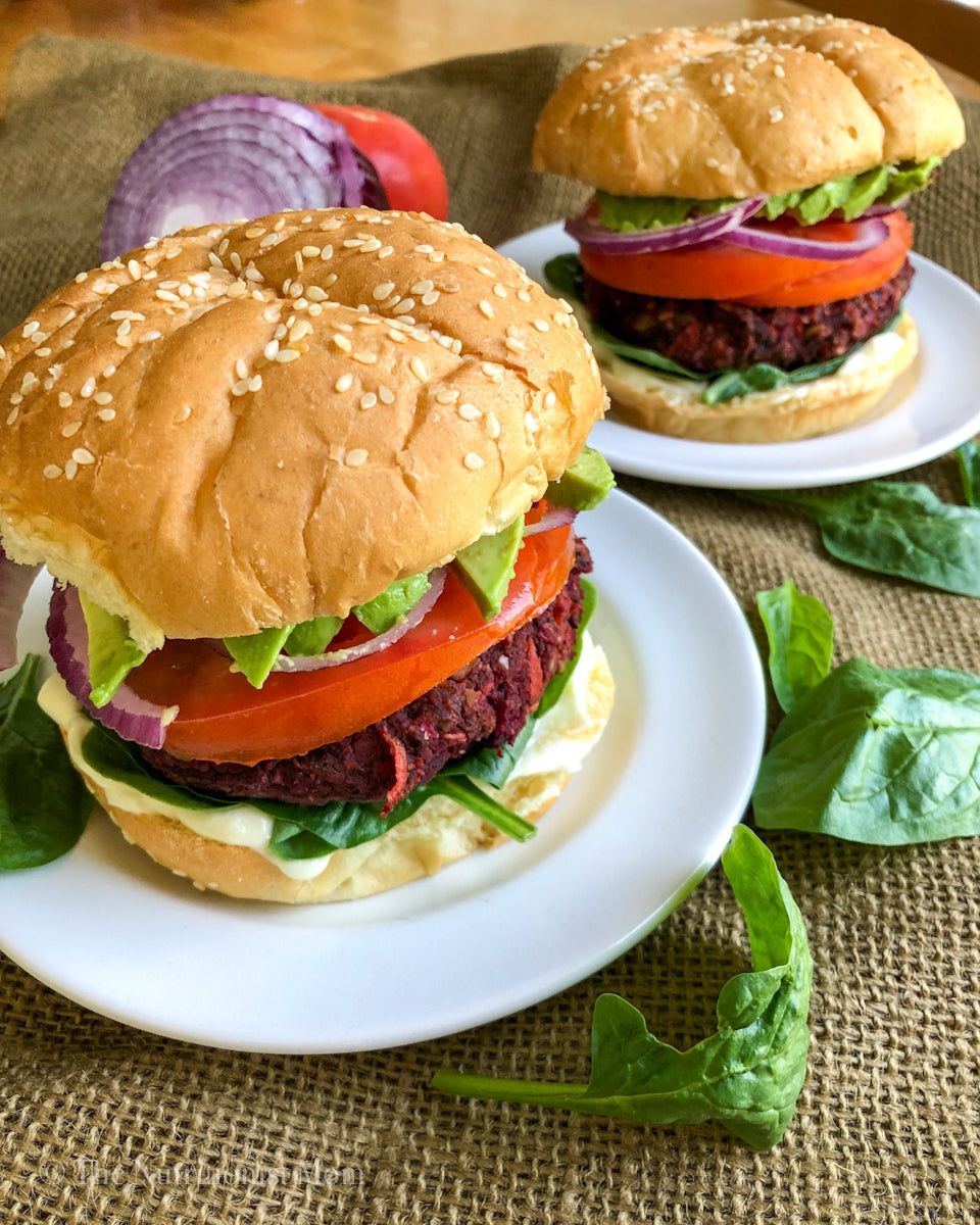BEET & BLACK BEAN BURGERS (VEGAN)
