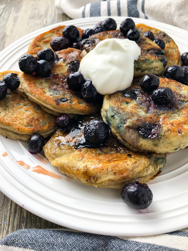 Blueberry Vegan Protein Pancakes - Cotter Crunch