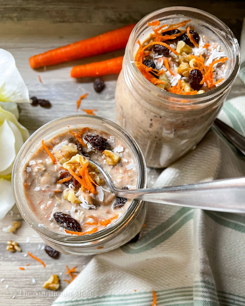 CARROT CAKE OVERNIGHT PROTEIN OATMEAL (VEGAN)