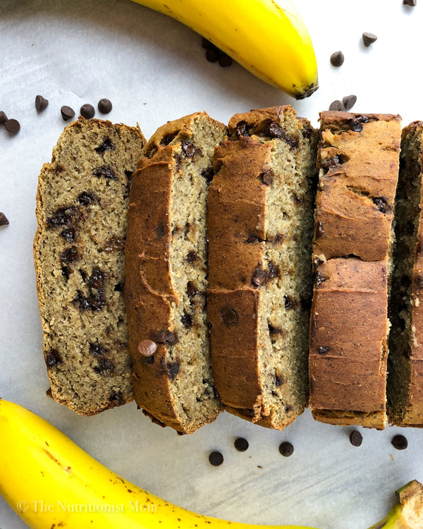 CHOCOLATE CHIP PROTEIN BANANA BREAD (VEGAN) Nutritionist Mom